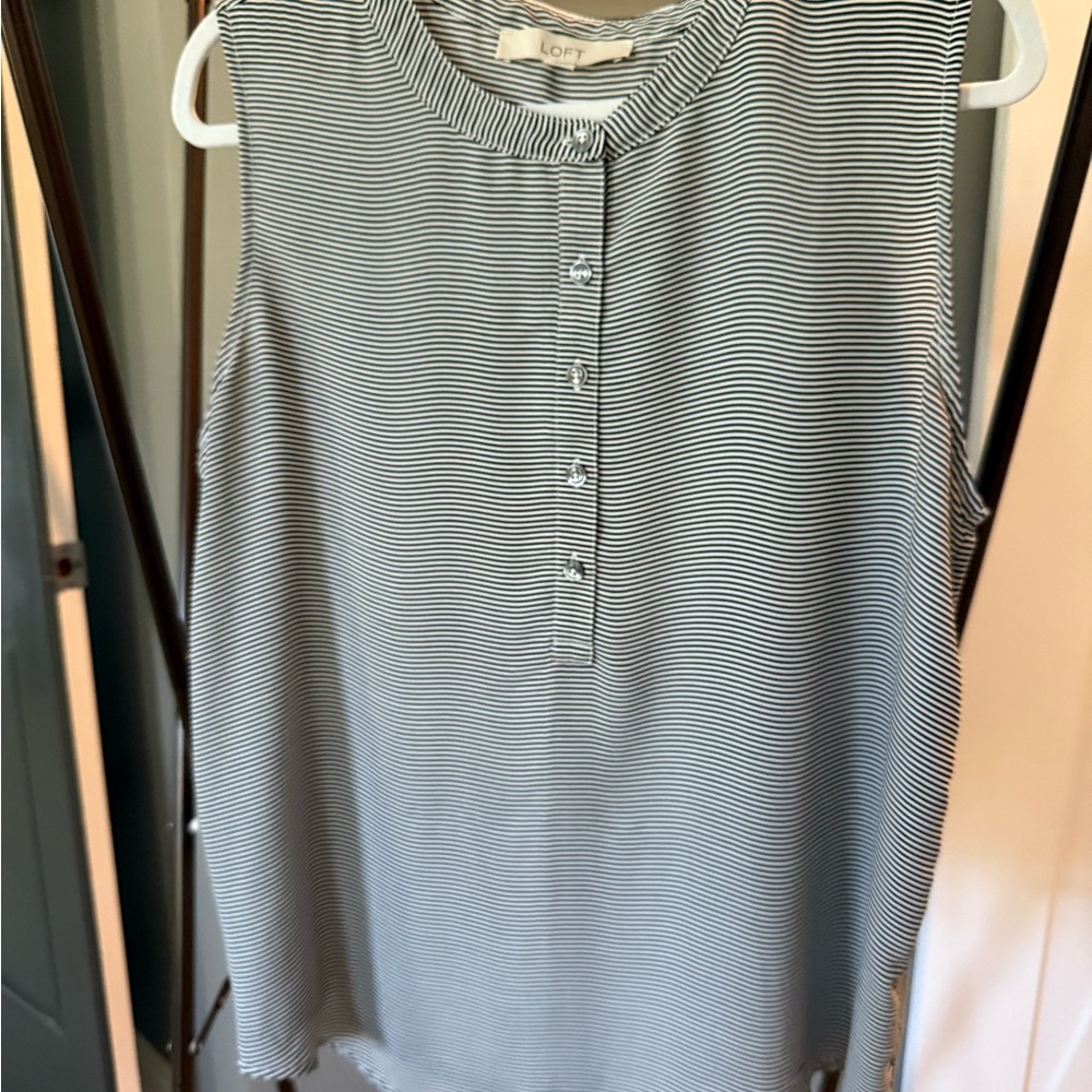 LOFT Monochrome Striped Sleeveless Blouse